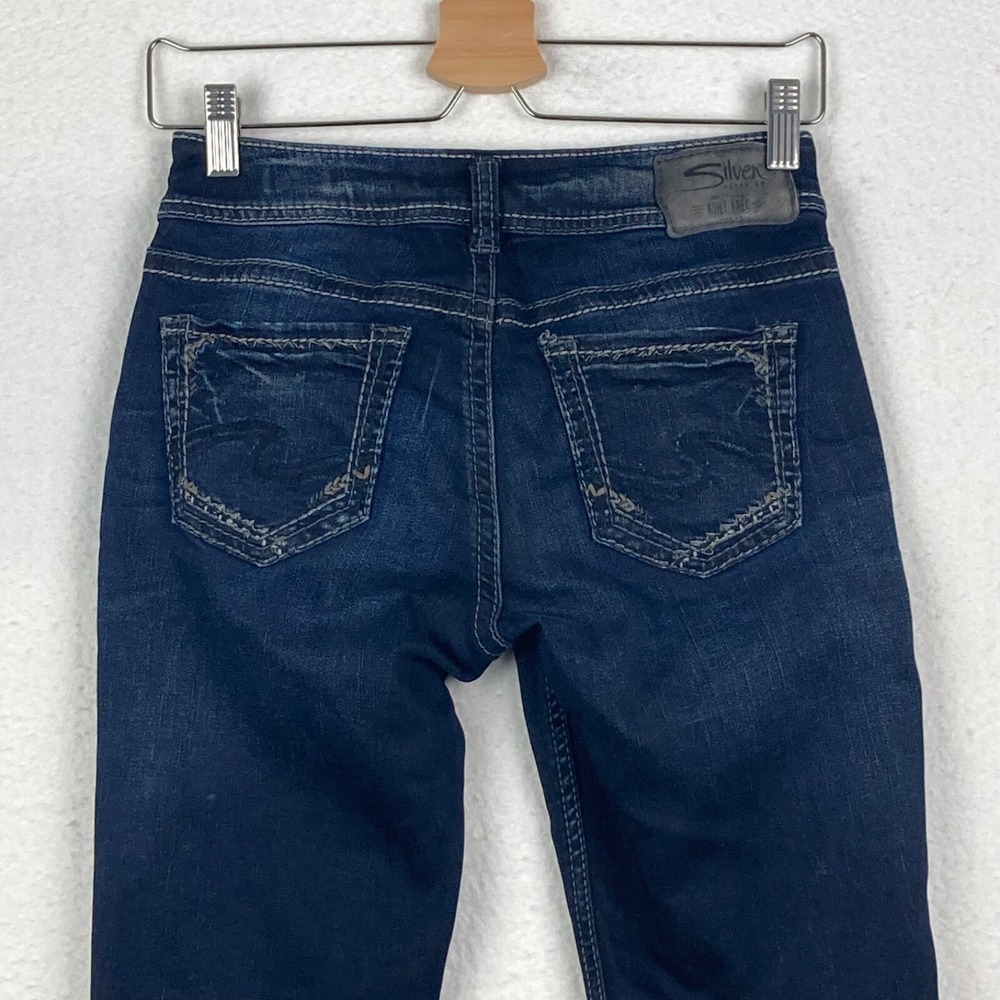 Silver Jeans Denimotion Suki Mid Slim Boot Dark Wash Blue Jeans Size W25/L31 - Picture 11 of 15